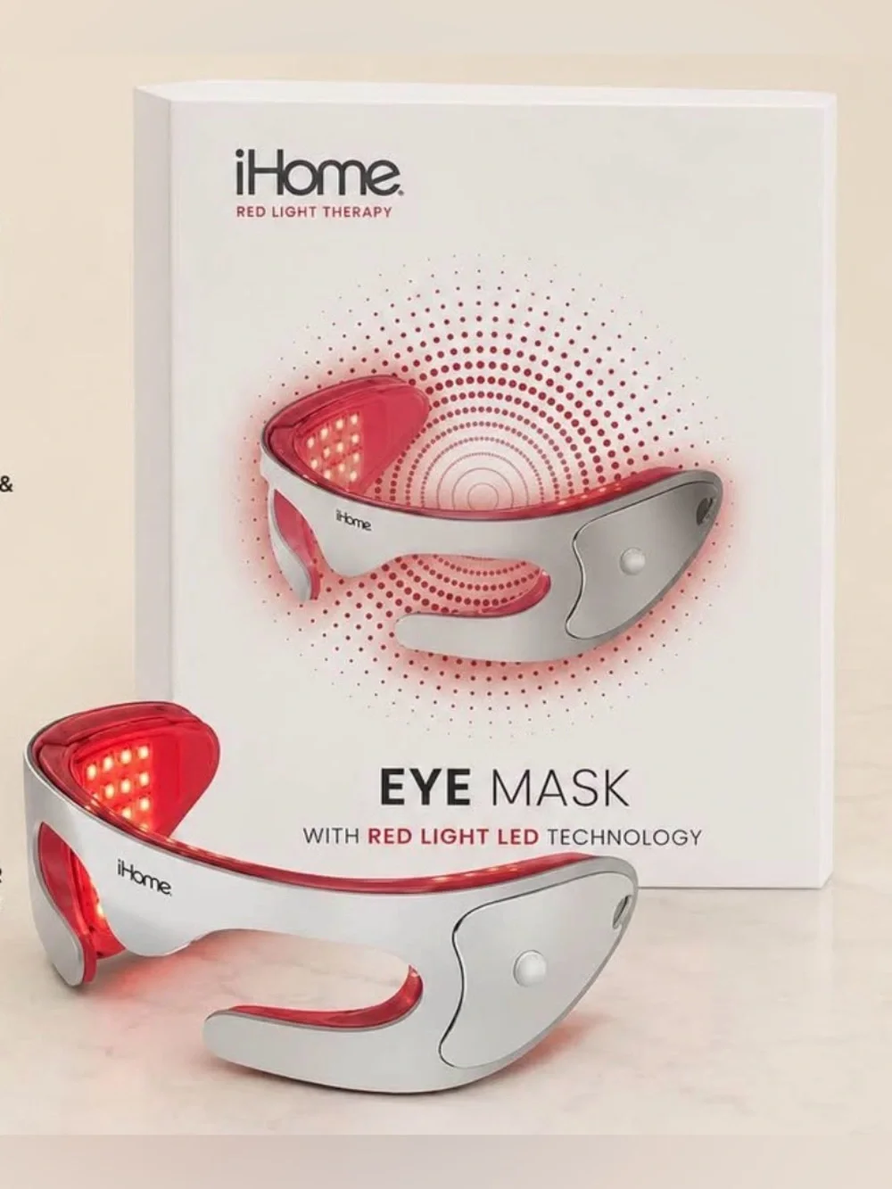 iHome Red LED Eye Mask - Red and Silver Red Light Therapy